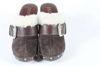 Michael Kors Fur Lined Brown Suede Mules Size 5  