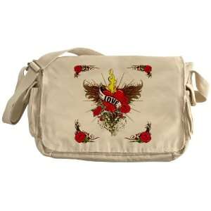   Messenger Bag Love Flaming Heart with Angel Wings: Everything Else