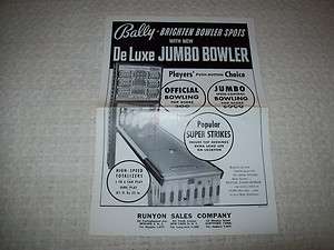   BOWLER BIG BALL BOWLING ALLEY GAME SALES FLYER BROCHURE 1955  