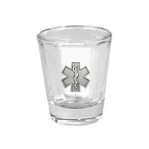   Distinction Shot Glass with Pewter EMS Star of Life 