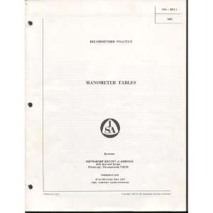  Recommended Practice Manometer Tables 1962 (ISA RP2.1 