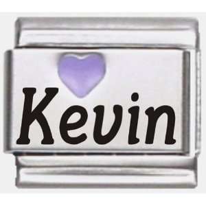  Kevin Purple Heart Laser Name Italian Charm Link Jewelry