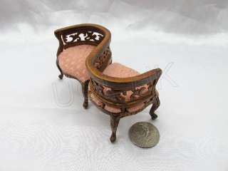   Scale doll house walnut frame lover chair for doll house FREE SHIPPING