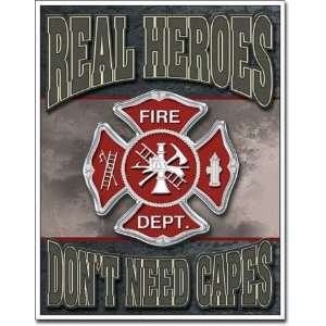    Real Heroes   Firemen Metal Tin Sign 12.5W X 16H