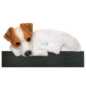 Red/White Rough Jack Russell Dog Shelf and Wall Plaque:  