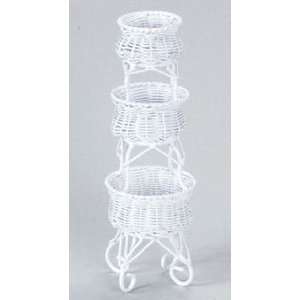   : Dollhouse Miniature White Wire 3 Tier Plant Stand: Everything Else