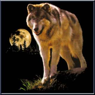 Lone Wolf On Rock Setting Moon Shirt S L,XL,2X,3X,4X,5X  
