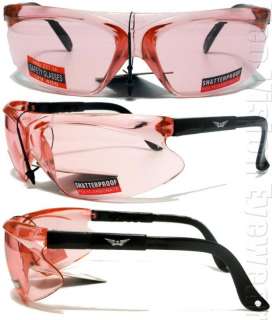 Lot of 3 Pair Mark Pink Lens Safety Glasses Sunglasses  