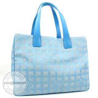 Chanel Blue Nylon CC Logo Travel Line Medium Tote Bag  