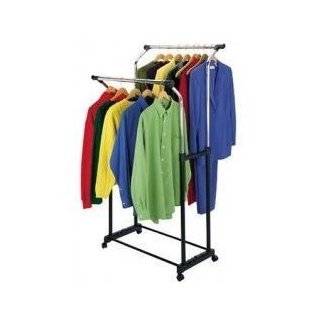   Double Rail Adjustable Telescopic Rolling Clothing and Garment Rack