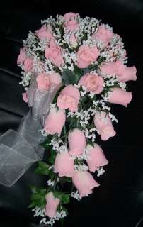 Wedding Bridal Bouquet Roses/Rosebud Cascade Package  