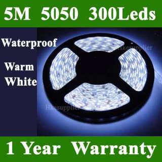 5M 300LED 5050 SMD Pure White Watrproof Light Strip New  
