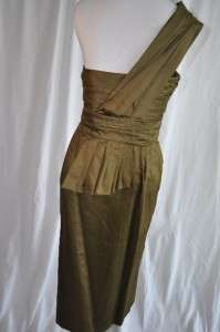 ESCADA Olive Green One Shouldered Goddess Dress 09 40  