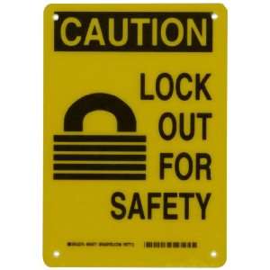   Lockout Safety Sign, Legend Caution, Lock Out For Safety (With Picto