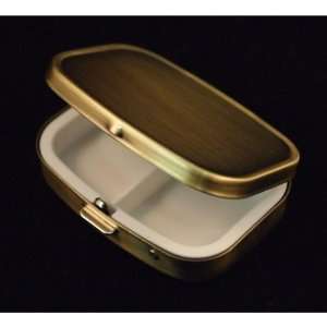   Metal Rounded Rectangle Pill Container Bronz Case Pack 50: Beauty