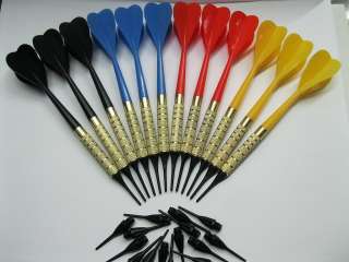   Tip Bar Darts with 15 Extra Tips BLUE RED YELLOW BLACK 4 Sets  