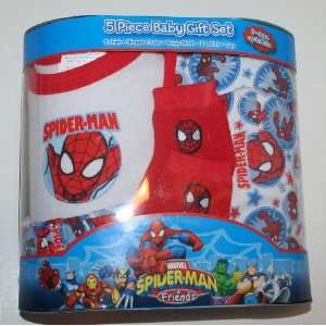   Marvel Spider man 5 Piece Baby Gift Set Red Trim Size 0 