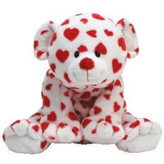  Ty Pluffies Dreamly Red Bear with White Hearts: Toys 