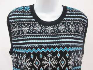ESCADA SPORT Blue Wool Fair Isle Sleeveless Sweater L  