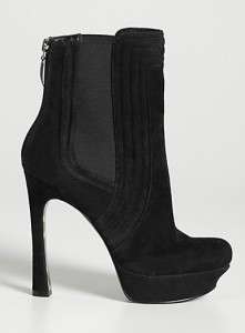   Black ABRIELLE SUEDE Leather Platform Ankle Boots Booties Shoes  