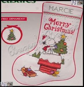   DECORATING THE DOGHOUSE Counted Cross Stitch Christmas Stocking Kit
