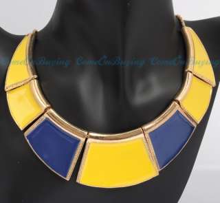   Yellow Blue Oil Drop trapezoid Pendant Adjustable Necklace  