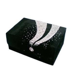  Black Velvet Jewelry Box w/Mirror  Sparkling