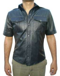 Mens Perforated Leather Shirt New All Sizes #171  