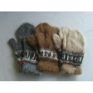Hand Wooven Alpaca Wool Winter Glove   One Size fits All (Gray/Black 