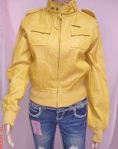 LIVE MECHANICS WOMENS LEATHER PERFORATED JACKET   L / XL   GOLD   $ 