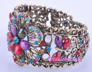 wholesale 12pcs flower rhinestone vintage bracelets #D  
