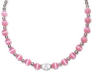 Necklace Breast 8mm premade, packaged Cancer awareness  