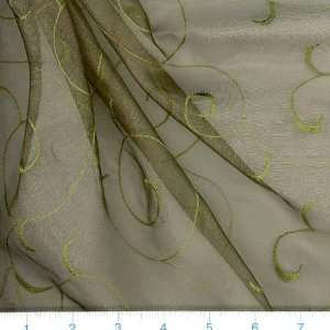   Organza Scrolls Olive Green Fabric By The Yard: Arts, Crafts & Sewing