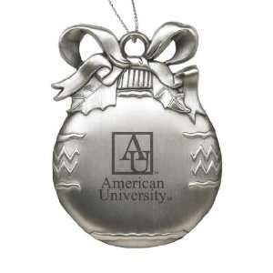   American University   Solid Pewter Christmas Ornament   Silver Sports