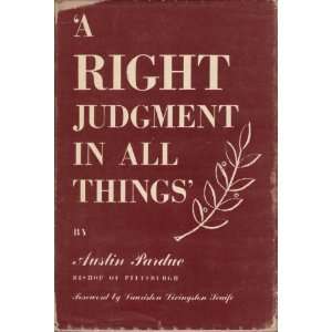 Right Judgement in All Things Austin Pardue  Books