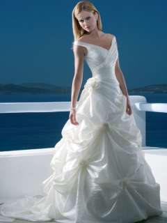 New Beach White taffeta wedding dress Gown Custom SZ ♥  