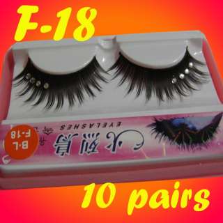 18 Natural false eyelash W/Silver Rhinestone X10Pair  
