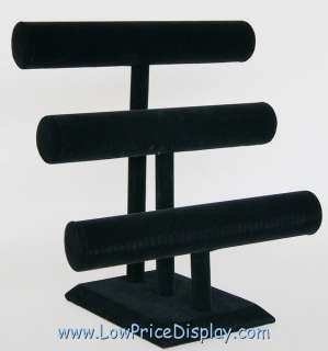 Black Velvet T Bar 3 Tier Bracelet Chain Display StandG  