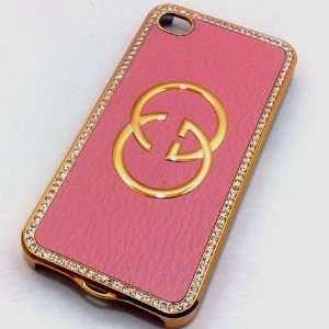  Designer Iphone 4 4s Bling Leather Case (Rose Pink) Cell 