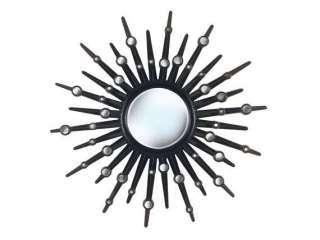 Sunburst Gloss Black Decorative Accent Wall Mirror  