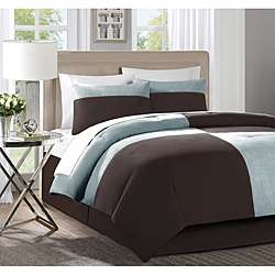 Bently Blue/ brown 4 piece King size Comforter Set  Overstock