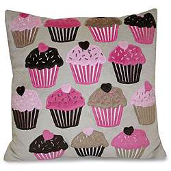 Cupcake Applique Decorative Pillow  