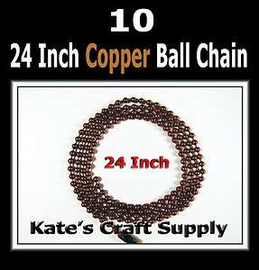 10 Copper Tone 2.4mm Ball Chain Necklace 24 Inch  