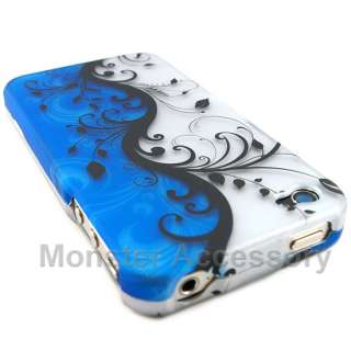 Blue Flowers Hard Case Snap On Cover For Apple iPhone 4S NEW  