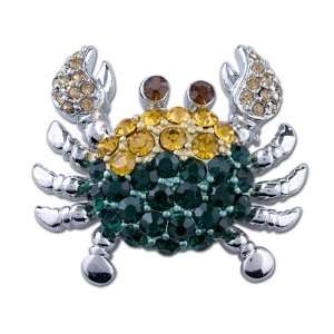    Yellow Green Crystal Crab Brooches And Pins Pugster Jewelry