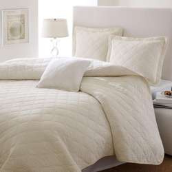 Laura Ashley Twin size Solid Cream 2 piece Quilt Set  Overstock