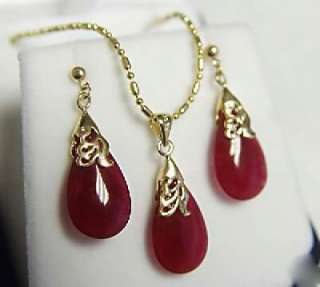 Charming Red Ruby Gemstone Jewelry Necklace Earring  
