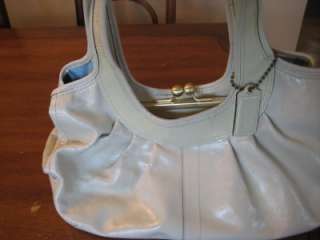 COACH Ivory Ergo Pleated Patent Leather Satchel Bag Purse! EUC! Style 