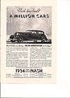 1934 VINTAGE TWIN IGNITION NASH CAR PRINT AD