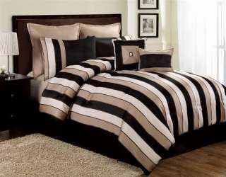 Stripe 8 Piece Comforter Bed In A Bag Set NEW 735732773778  